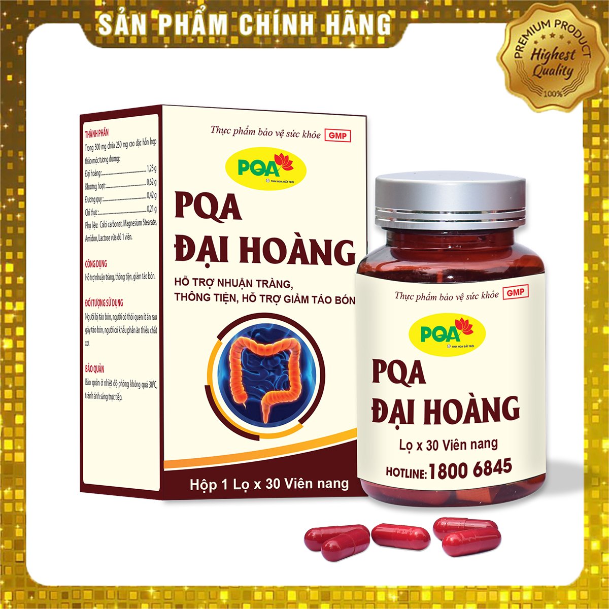 PQA Đại Hoàng - Giải Pháp Cho Người Bị Táo Bón Kéo Dài, Giúp Thanh Nhiệt, Nhuận Tràng Hiệu Quả
